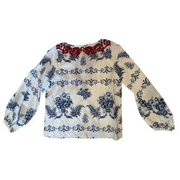 SACHIN & BABI-NWT- CELIA LINEN BLOUSE| FLORAL | EMBROIDERD | TASSEL Sz:M Ret$295 - Picture 5 of 9